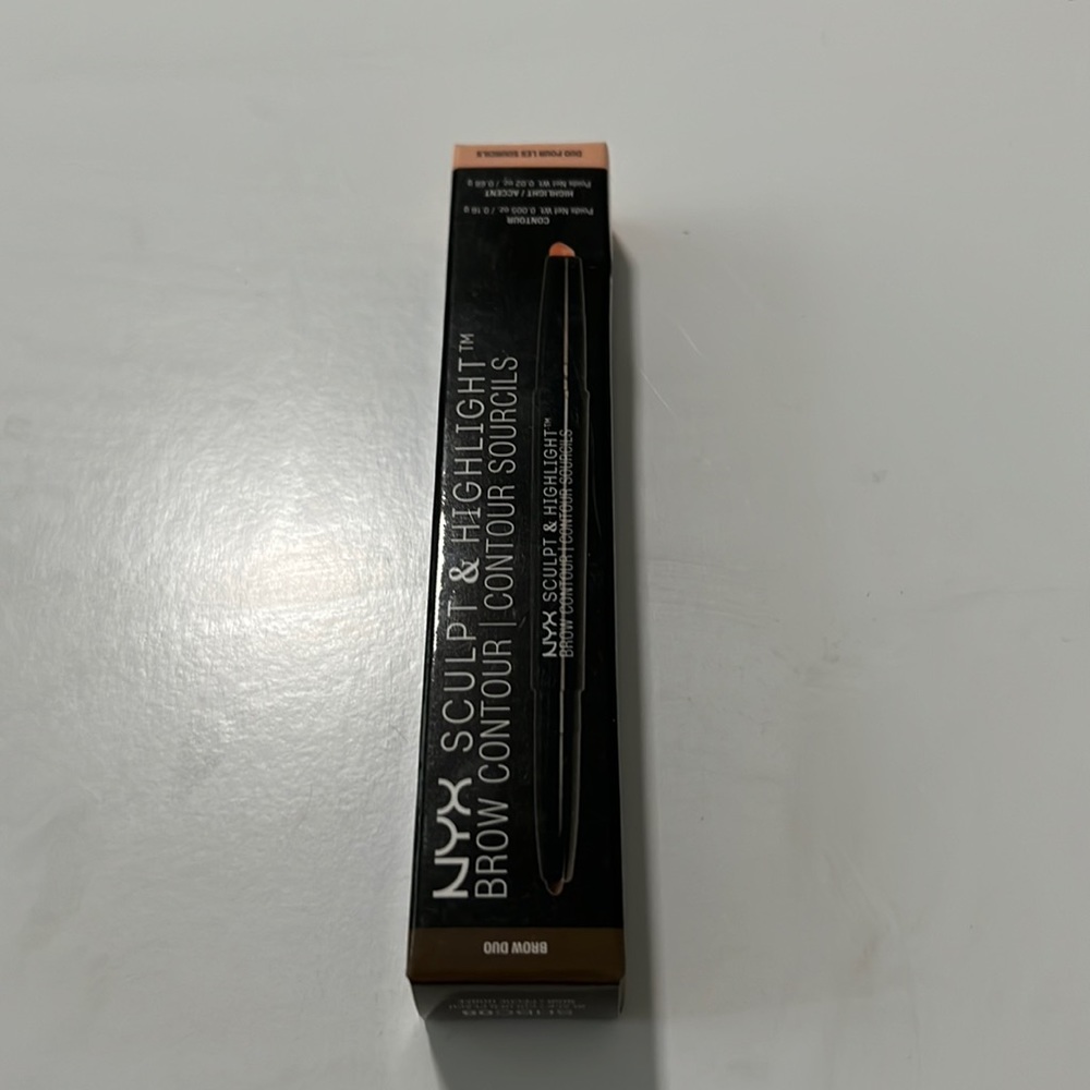 NYX Sculpt Highlight Brow Contour Duo Pencil Full Size SHBC08 Black/Golden Peach